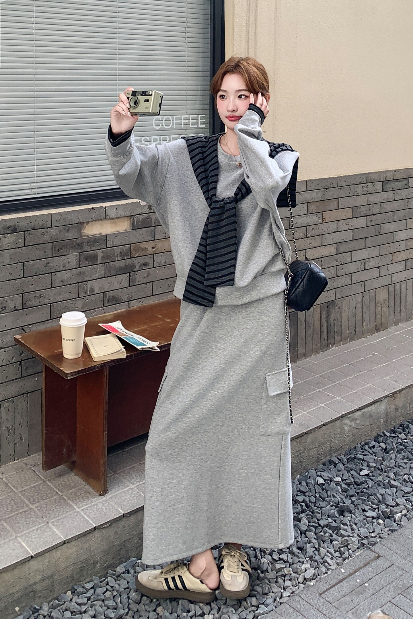 慵懒风宽松披肩灰色卫衣裙两件套休闲套装2B235-9173-P185-K278,女装套装/套裙,2B235