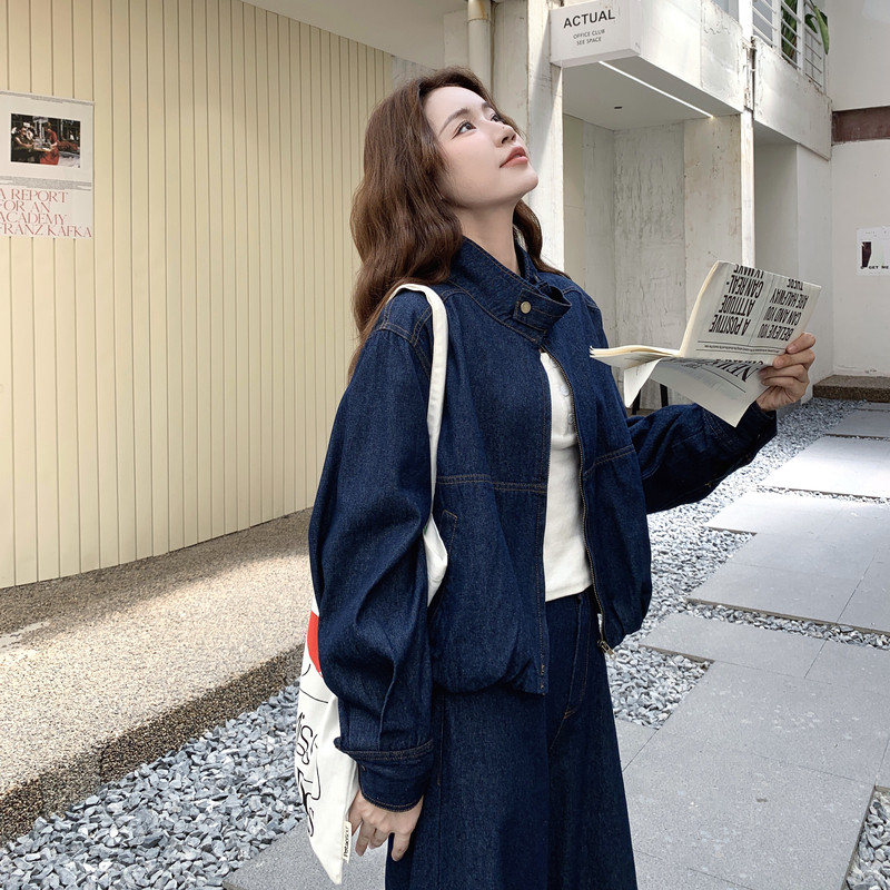 25秋新款韩系复古牛仔夹克阔腿裤套装2B235-9170-P185-K278,女装套装/套裙,2B235