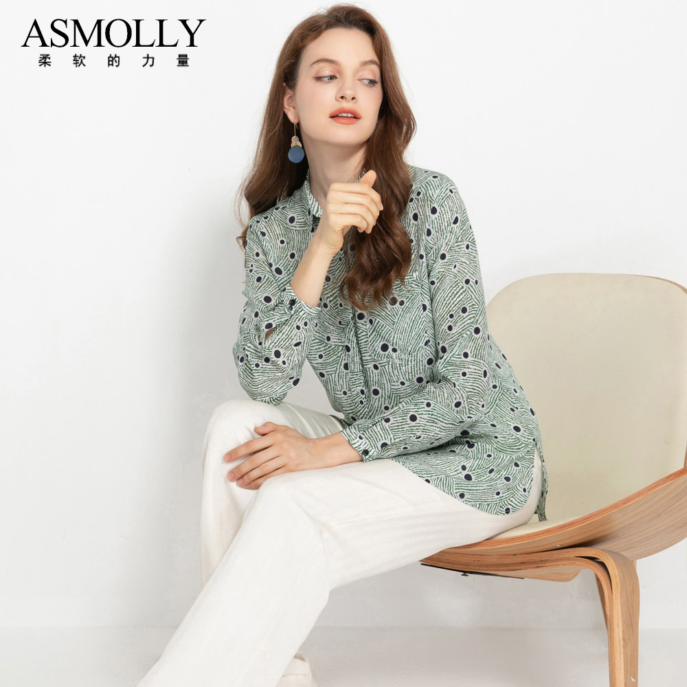 Asmolly修身优雅真丝桑蚕丝上衣