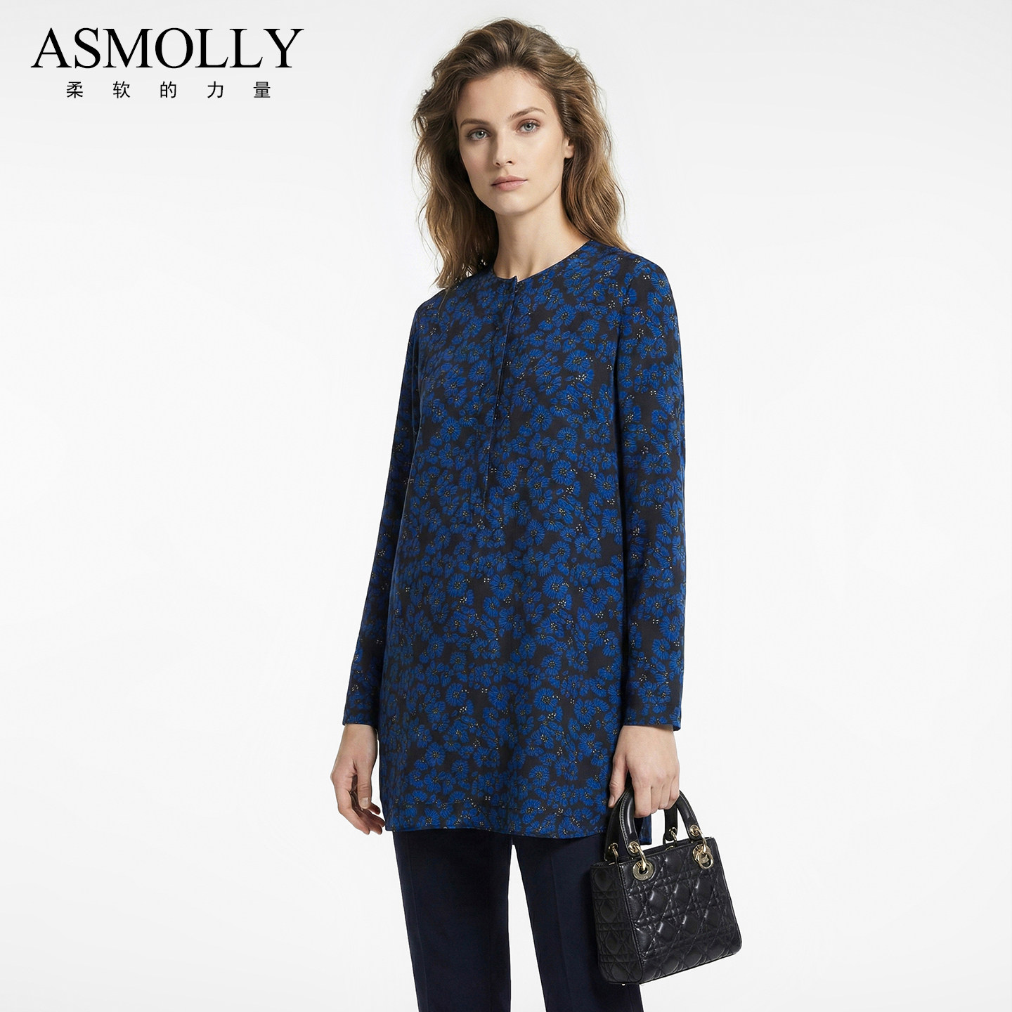 Asmolly真丝桑蚕丝上衣衬衫