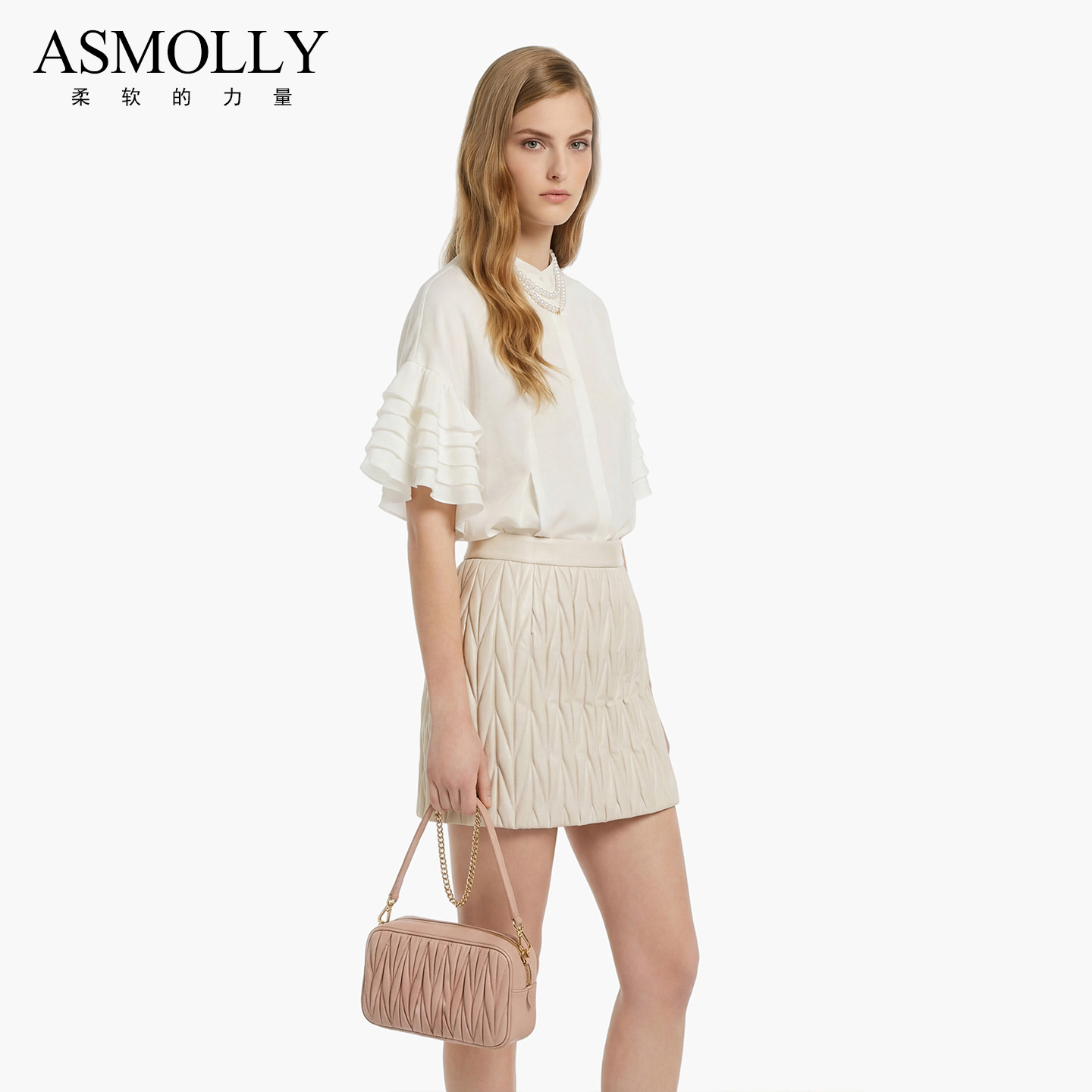 Asmolly春夏设计款桑蚕丝棉衬衫