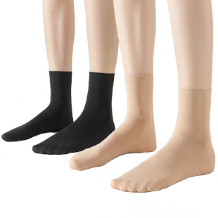浪莎丝袜女短天鹅绒中筒袜春秋冬加厚款防勾丝黑色肉色短袜子夏薄