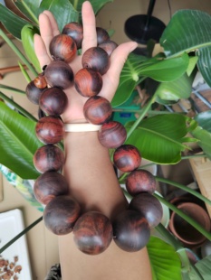 老挝大红酸枝木手串男女款文玩佛珠手链念珠手持红木佛珠交止黄檀