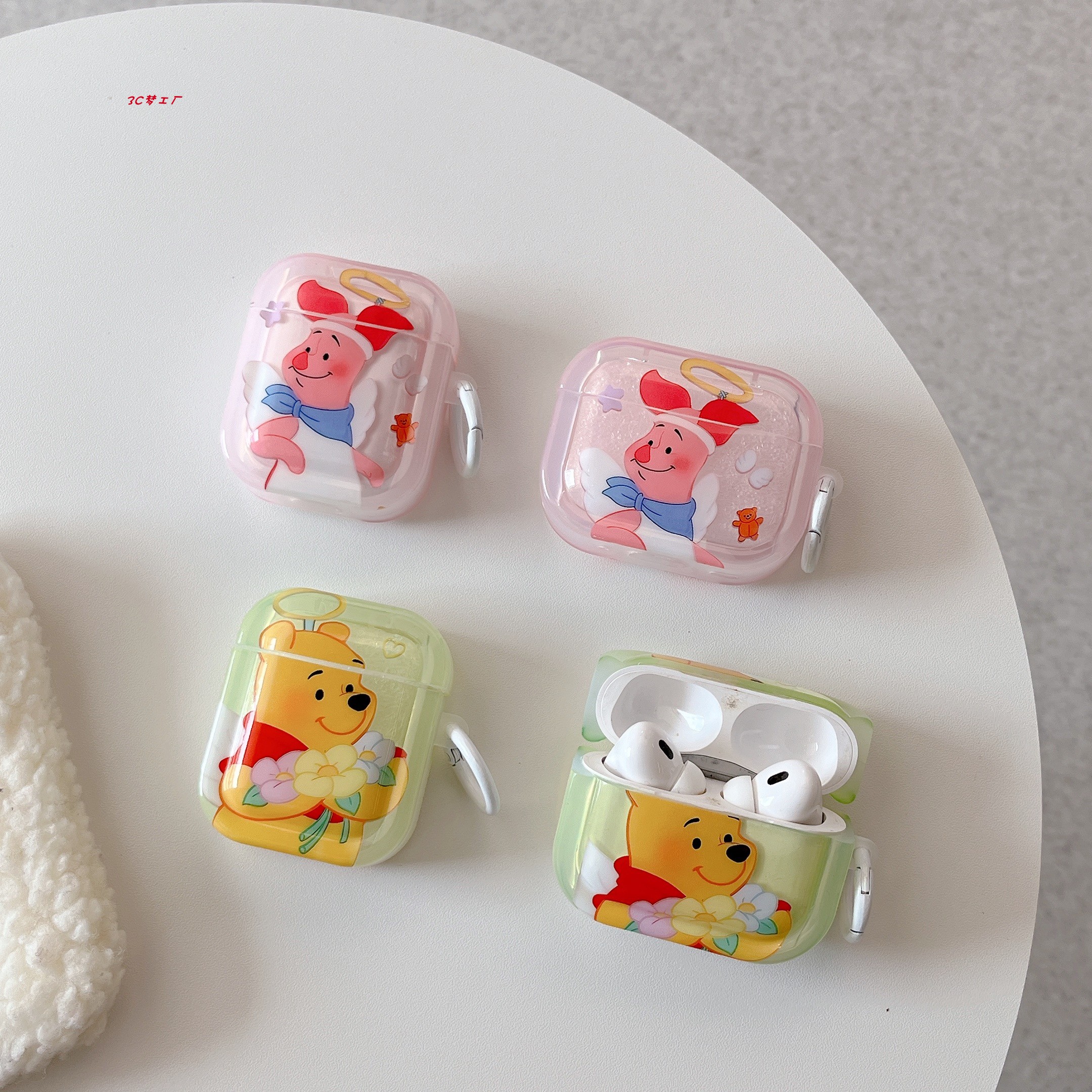可爱卡通维尼熊皮杰猪苹果耳机套