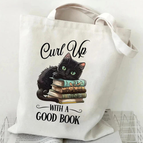 Cat Canvas Bag 卡通可爱猫咪书籍印花帆布袋补习袋学生手拎包包
