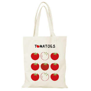 TOMATO番茄帆布袋可爱小猫西红柿帆布包水果蔬菜手提单肩包大容量