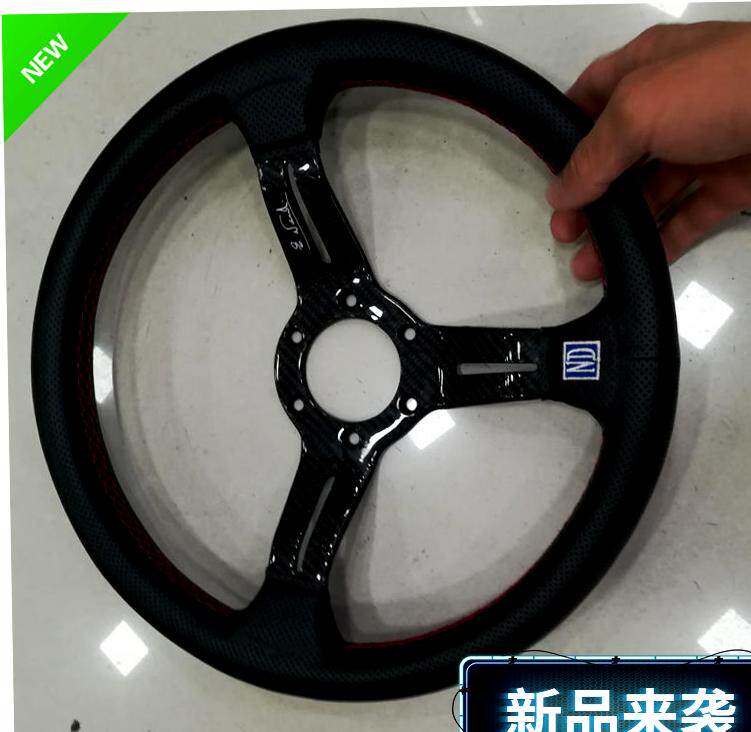 汽车新款Nd改装14寸赛车/方向盘碳纤支架改装真皮磨砂方向盘通用