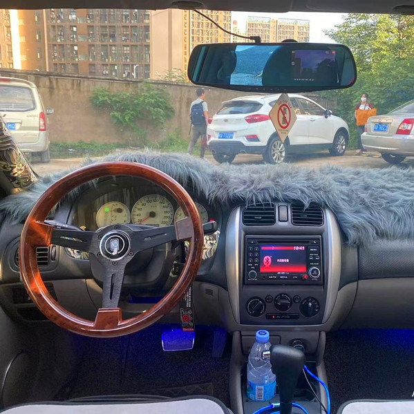 14寸复古桃木纹汽车改装方向盘 通用北斗星捷达浪迪翼神赛车钛盘