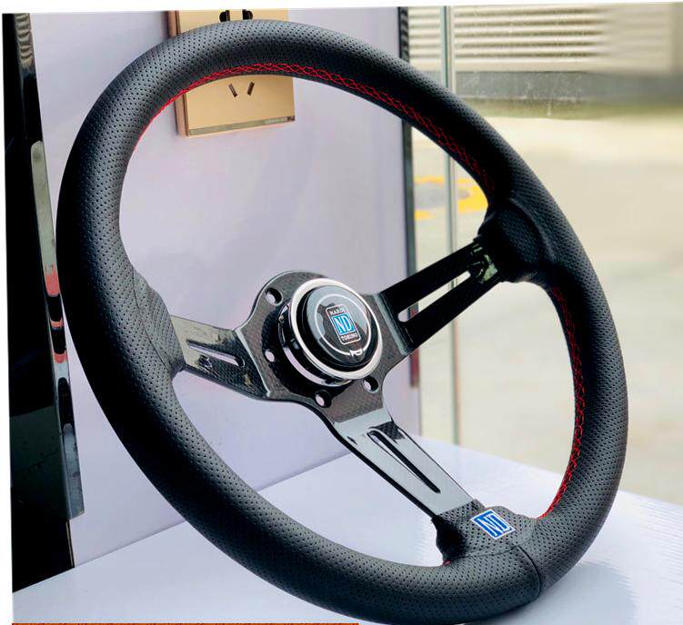 汽车13寸改装14寸赛车/方向盘碳纤支架改装真皮烤蓝炫方向盘通用