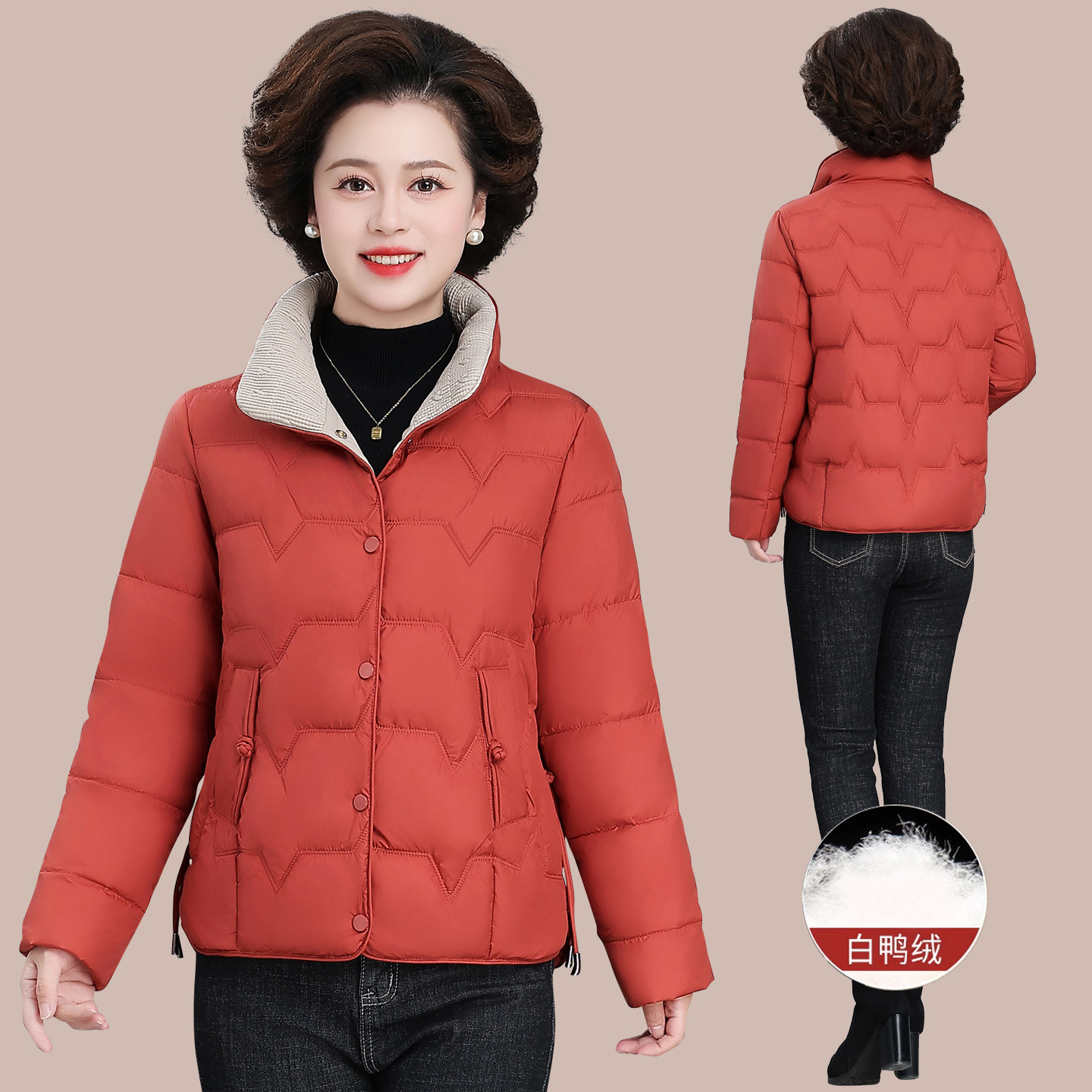 妈妈冬装羽绒服秋冬2025新款中老年女装过年衣服棉袄白鸭绒厚外套