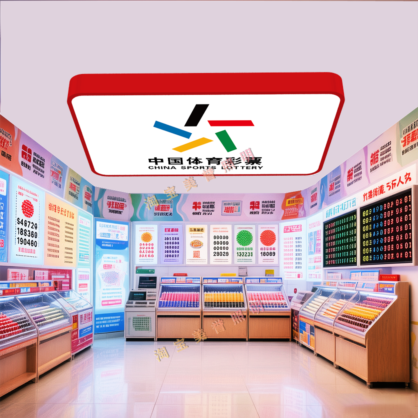 彩票吸顶灯彩票店专用灯箱中国体彩福彩店装饰灯双色球顶呱刮吊灯