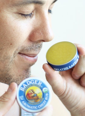 美国badger贝吉獾鼻鼻通气膏21g清新舒缓鼻塞克星晕车按摩通鼻