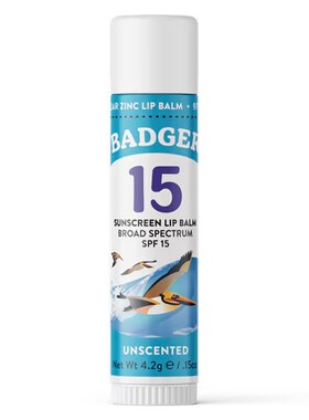美国Badger SPF15防晒润唇膏 珊瑚友好无香味盈润嫩泽 好日期28年
