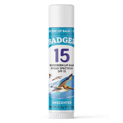 美国Badger SPF15防晒润唇膏 珊瑚友好无香味盈润嫩泽 好日期28年