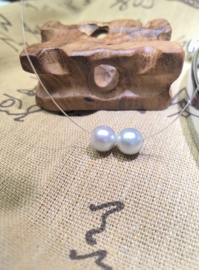 akoya海水粉光珍珠8.5mm海水珍珠双珠项链隐形项链S925银扣