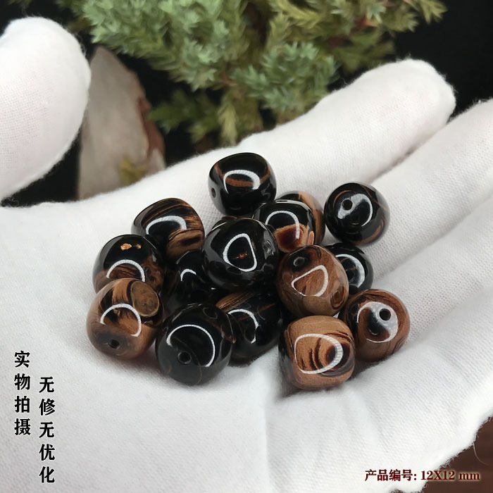 海柳佛珠手串黑珊瑚念珠活柳血柳男女手链手珠佛珠1.2X1.2cm单粒