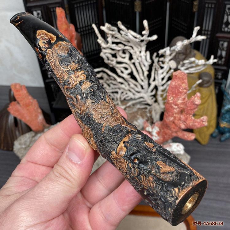 龙虎呈祥海柳不动明王手工精雕