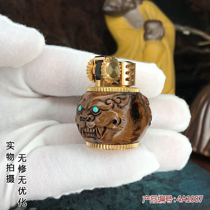 黑珊瑚血柳文玩手把玩煤油打火机防风创意原装机芯收藏貔貅包邮