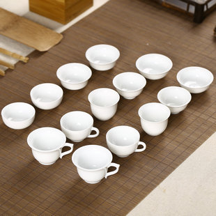 复古青花泡茶白瓷小茶杯子品茗杯单杯功夫普洱茶杯纯白色广告礼品