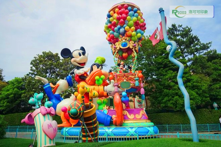 网红迪士尼主题巡游花车玻璃钢卡通米老鼠气球雕塑巡游彩车定制