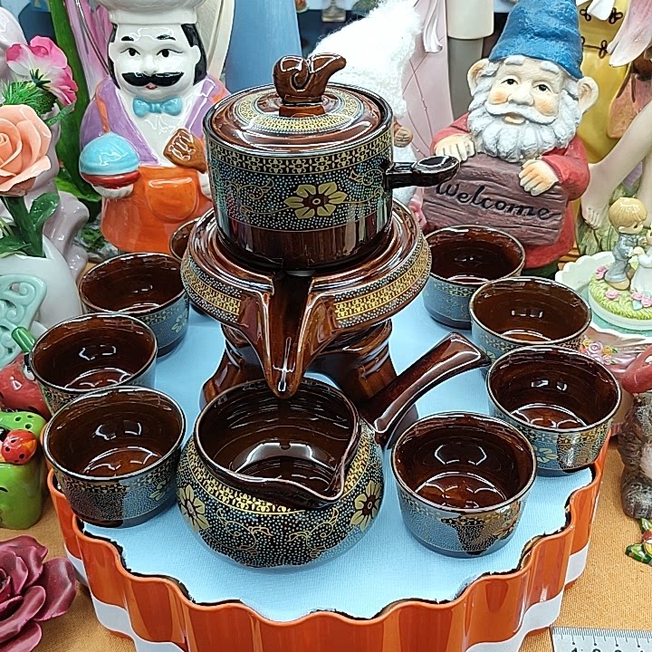新品高温窑变半自动茶具套装11桌面摆件