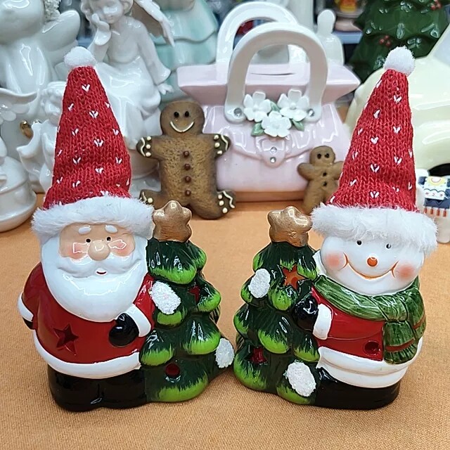 新品陶瓷圣诞老人雪人七彩夜灯摆件套装/非偏满23包邮部分瑕