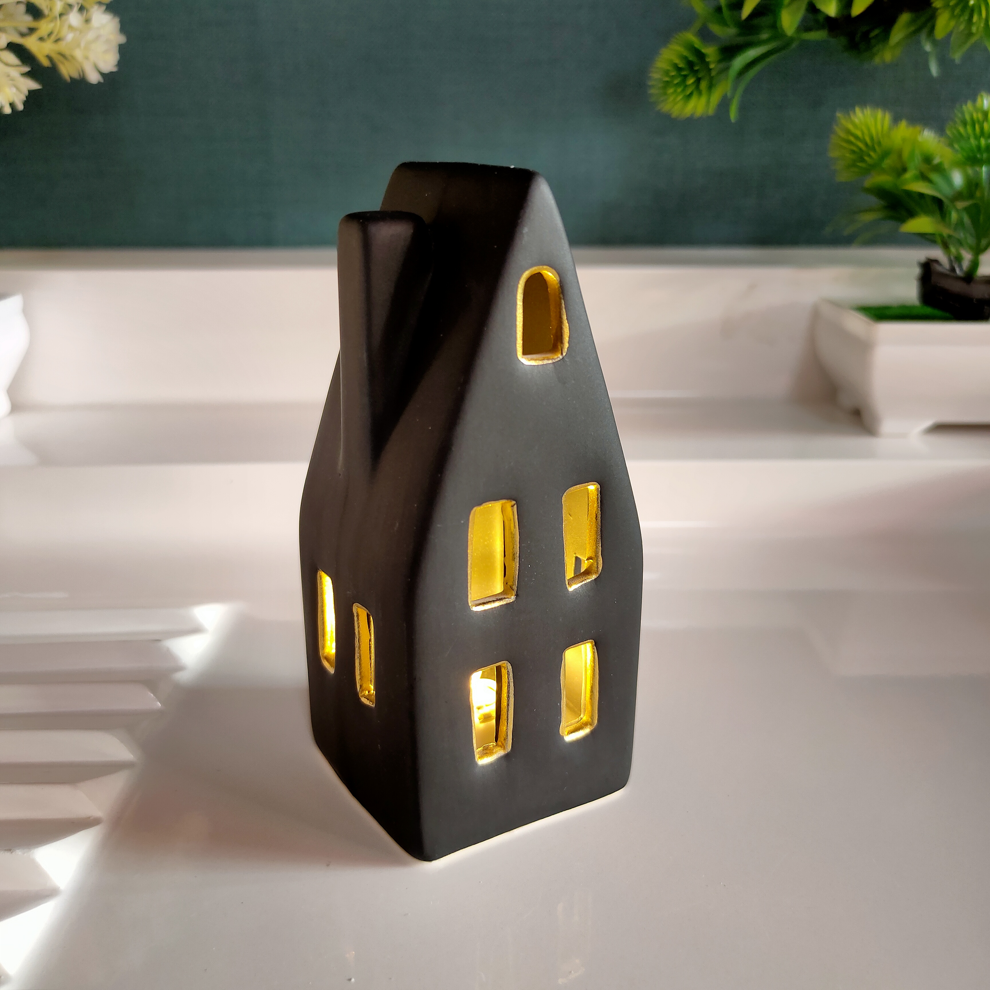 新品高温瓷黑色房子夜灯摆件高度12.5cm/非偏满23包邮部分瑕