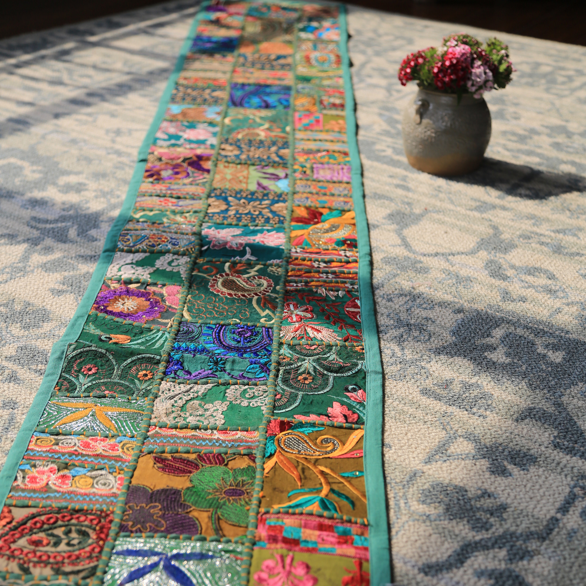 现货实拍 | 温柔的夜 · 150*37CM印度刺绣挂毯/壁画/桌旗/茶席