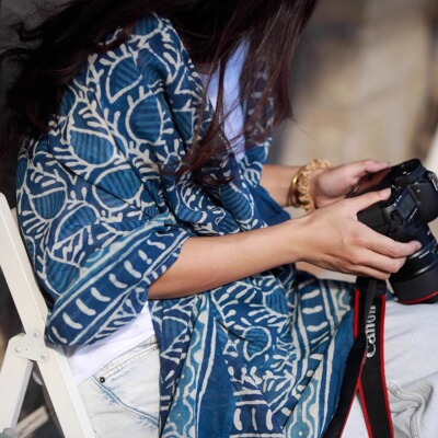 印度纯棉流苏围巾传统染蓝夏季