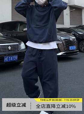 BBCN STORE宽松百搭垂感运动裤美式hiphop纯棉抽绳阔腿休闲卫裤
