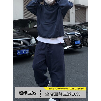 BBCN STORE宽松百搭垂感运动裤美式hiphop纯棉抽绳阔腿休闲卫裤