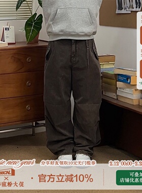 BBCN STORE重洗水工装裤春季新款潮牌美式街头翻盖插袋水洗伞兵裤