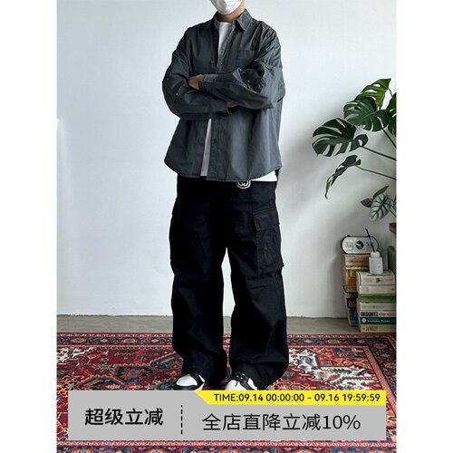 美式复古脏洗工装裤耐磨宽松