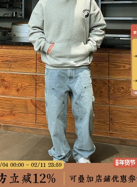 BBCN STORE美式复古水洗双膝伐木工装裤宽松廓形直筒休闲牛仔裤