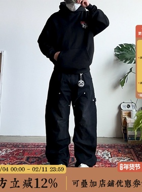 BBCN STORE美式复古宽松水洗弯刀裤做旧设计感简约休闲百搭工装裤