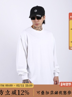 BBCN STORE 美式270g重磅纯色小领口纯棉长袖男女宽松休闲打底衫