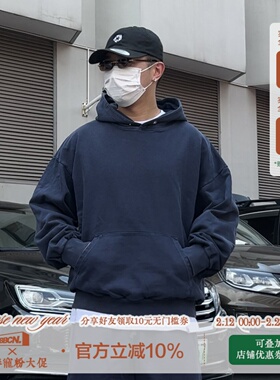 BBCN STORE美式纯色连帽卫衣秋季休闲运动外套宽松外套帽衫男女