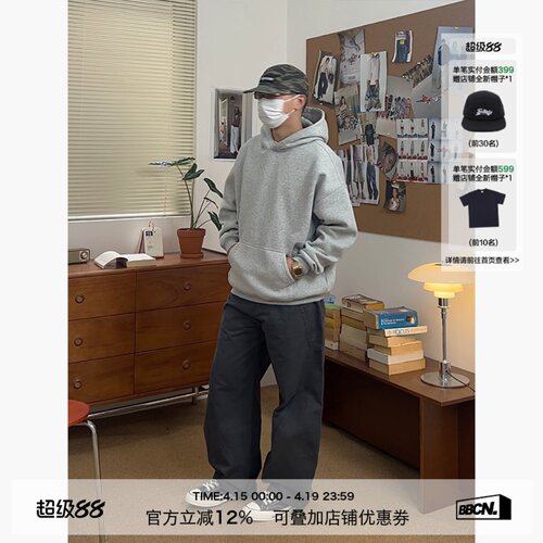 美式休闲秋冬cleanfit连帽卫衣