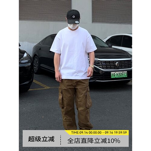 美式复古水洗做旧工装裤男女宽松
