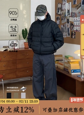 BBCN STORE美式复古户外运动拼色连帽羽绒服冬季防泼水登山夹克