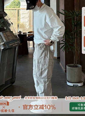 BBCN STORE双褶阔腿机能伞兵工装裤宽松直筒速干裤美式休闲长裤