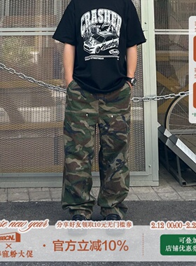 BBCN STORE美式重磅纯棉复古迷彩工装裤男潮牌宽松休闲阔腿直筒裤