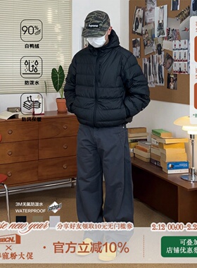 BBCN STORE美式复古户外运动拼色连帽羽绒服冬季防泼水登山夹克