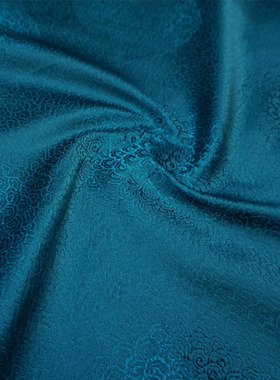 孔雀蓝绿色满地祥云团云纹织锦缎宋锦国潮丝绸缎子布料面料唐汉