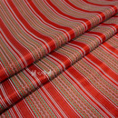 汉服手工布艺 红色底可爱民族竖条纹织锦缎布料丝绸缎子面料古装