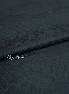 纯色黑色本底本花云海崖海纹亚光织锦缎布料丝绸缎子云锦古装面料