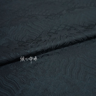 纯色黑色本底本花云海崖海纹亚光织锦缎布料丝绸缎子云锦古装面料
