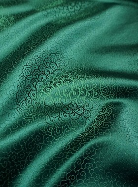 高档墨绿色深绿满地祥云团云纹织锦缎宋锦中式丝绸缎子布料面料