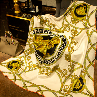 ins奢华大马宫廷印花美杜莎盖毯