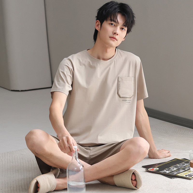 莫代尔爽棉休闲家居男性睡衣春夏季新款短袖套装柔软凉感运动外穿